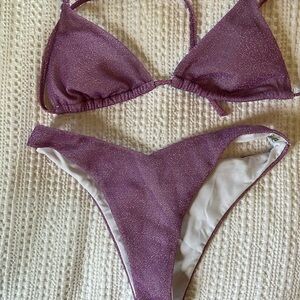Cute sparkly purple bikini with matching skirt